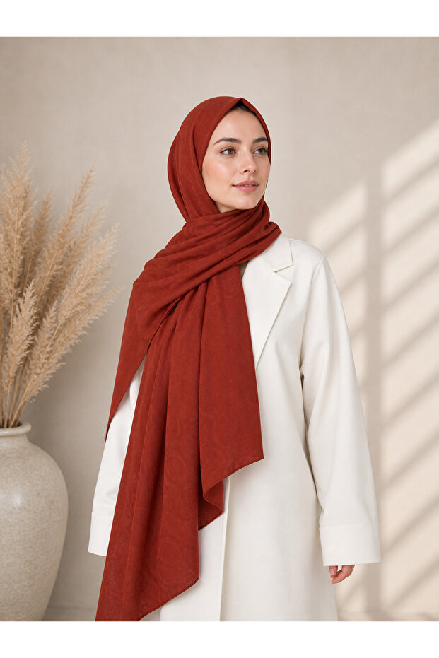 Dubai Jakar Shawl Brick Color – Non-Slip – Soft and Flowing Fabric