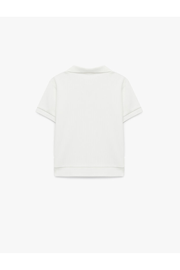 Βαμβακερό κοντομάνικο μπλουζάκι Basic Polo γιακά - 2