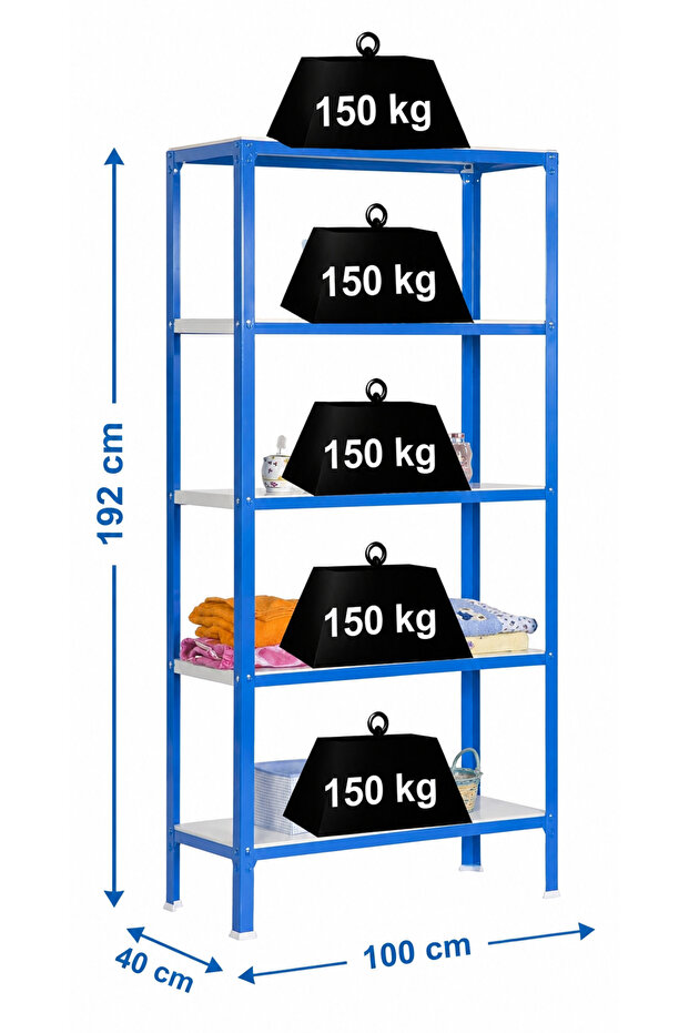 وحدة رفوف AR SHELVING بخمس طبقات مقاس 100×40×192 سم