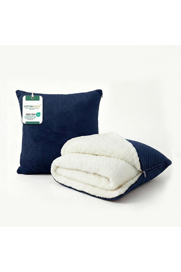 ® DIY Sherpa Blanket 160x220cm - Ultra-Soft Velvet Throw Blanket with Zip Enclosure, Navy Blue
