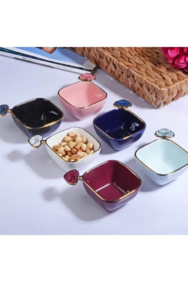 6-Piece Porcelain Square Snack Bowl Luxury Bowl