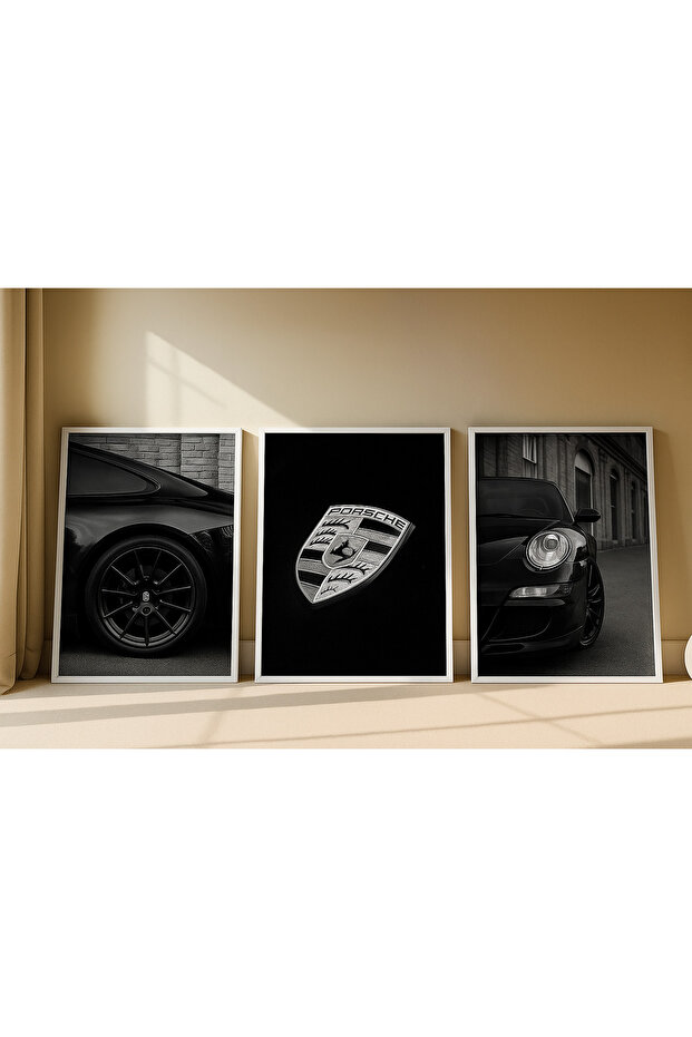 Laminated Framed Pvc Protected Uv Printing Porche Wall Art - Modern & Stylish Car Wall Decor