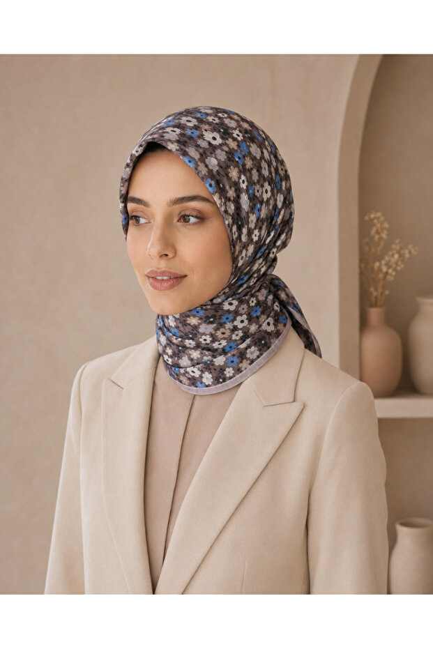 Soft Women's Floral Patterned Scarf Daily Use Soft Textured Scarf