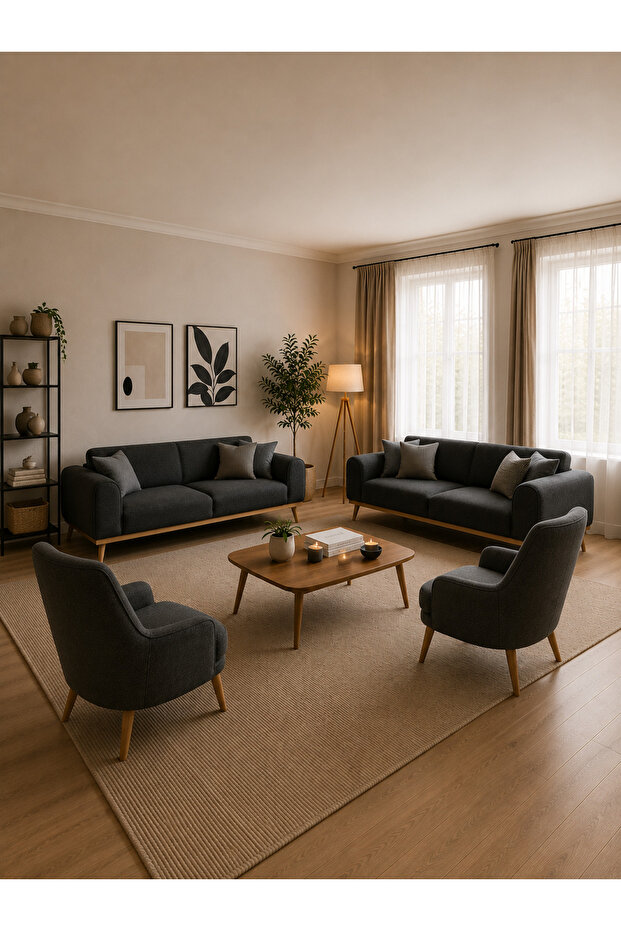 Haliloğlu Paris 3+3+1+1 Yatak olabilen Koltuk Takımı, Antrasit