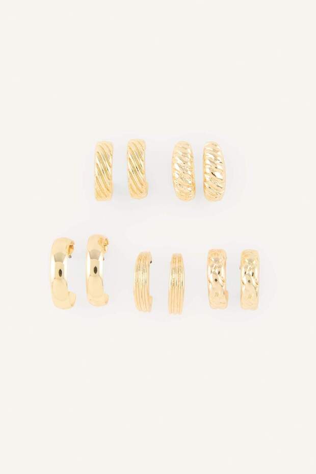 Women's Gold Color 5-Piece Earring Set H7450Axns