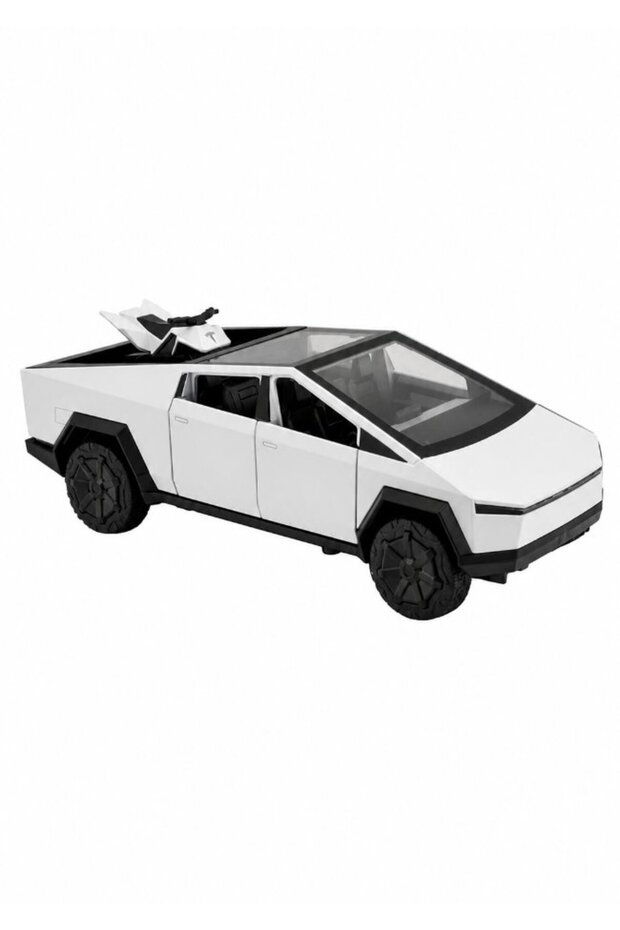 Alloy Diecast Pickup Truck with Motorcycle & Light Sound Effects White