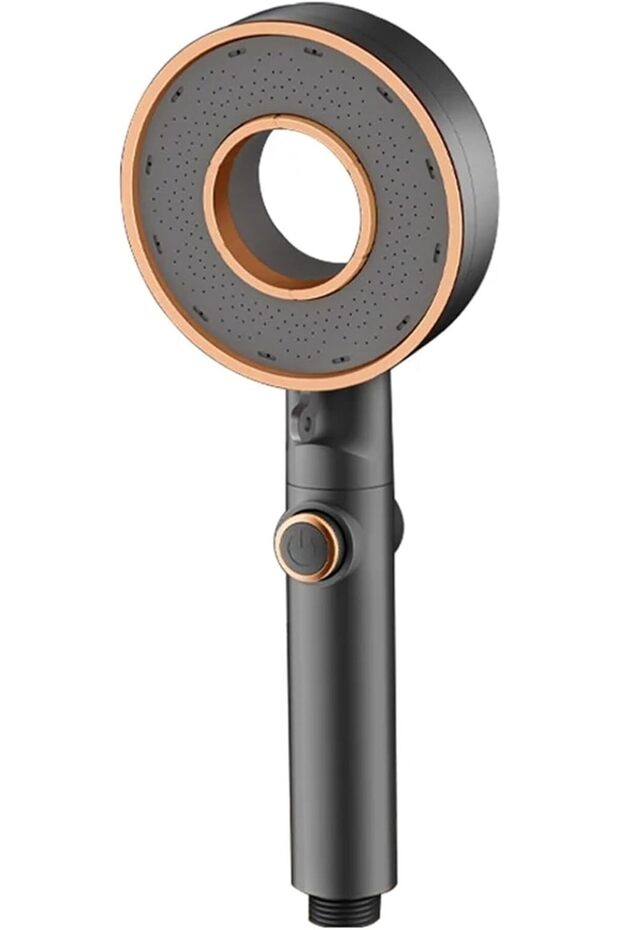 High-Pressure Handheld Shower Head with Filter & Pause Button, 3-Speed Adjustable, Grey
