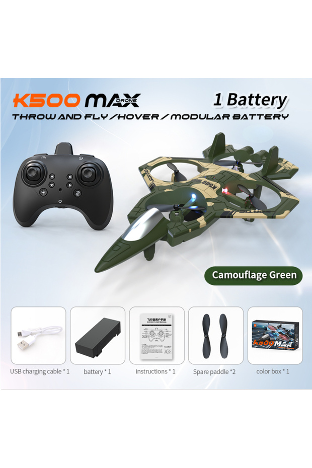 طائرة مقاتلة K500 MAX RC خضراء، تعمل بتردد 2.4 جيجاهرتز، مزودة بجهاز تحكم عن بعد، طائرة شراعية دوارة 360 درجة، مزودة بخاصية EPP Foa