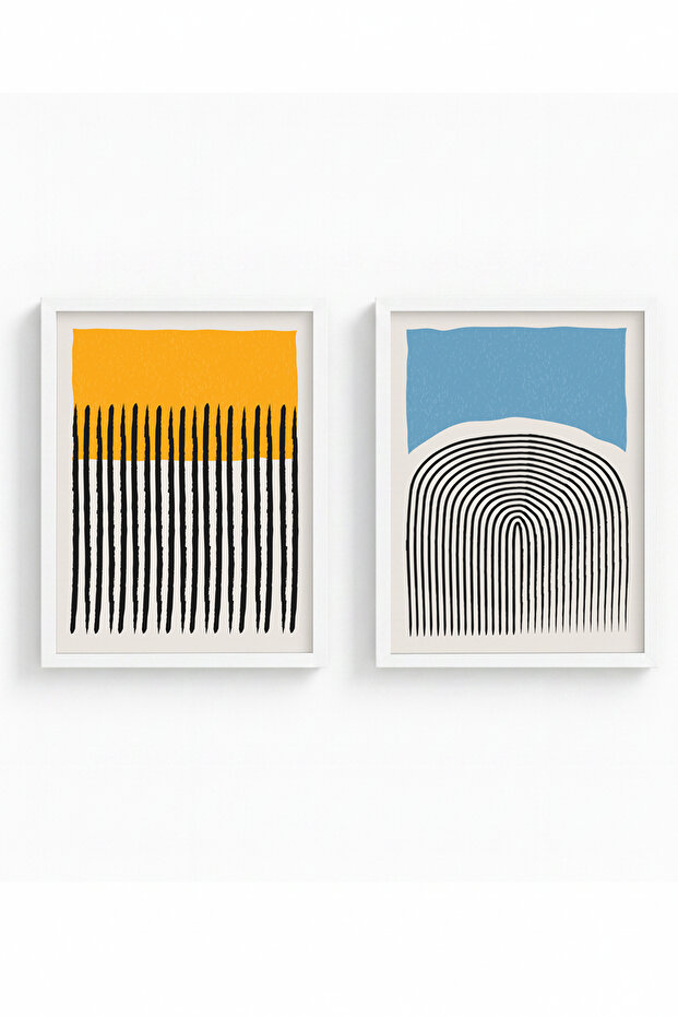 White Wooden Framed 2 Piece Set Painting Huhu50