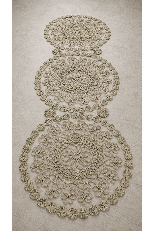 Table Runner, Tablecloth Runner with French Lace Detail, 110 X 37 Cm, Single Piece