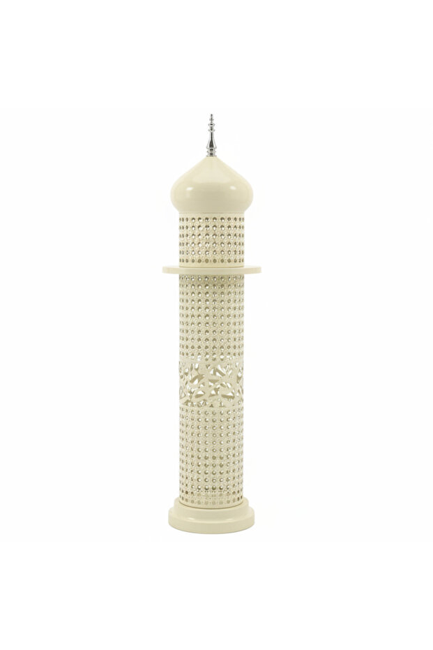 Cream Metal Incense Burner — Minaret Tower Design | 60 cm | Arabic Bakhoor Holder