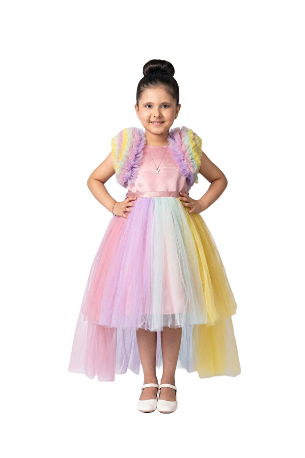 - Rainbow Tulle High-Low Party Dress - 1Y to 10Y