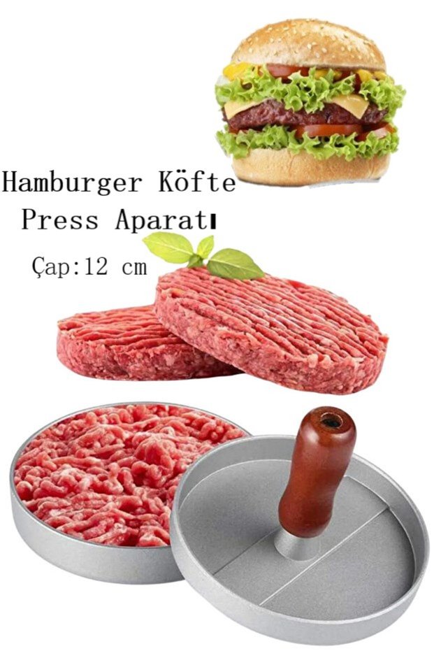 Steel Hamburger Patty Press Practical Patty Making Apparatus Minced Meat Burger Press Shaper Mold 12 cm