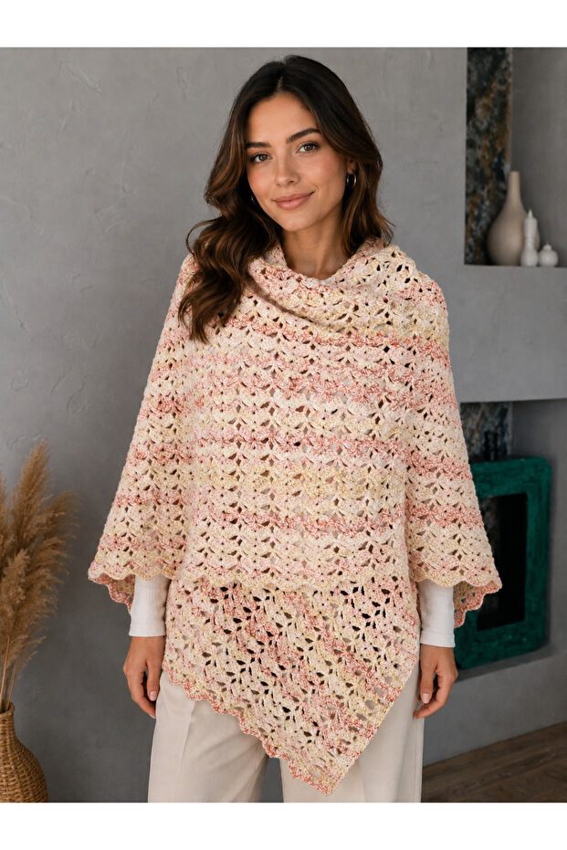 Hand Knitted Rectangular Shoulder Shawl 55Cm*185Cm Dimensions