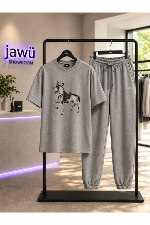 Purple Cheetah Printed T-Shirt Tracksuit Unisex Set