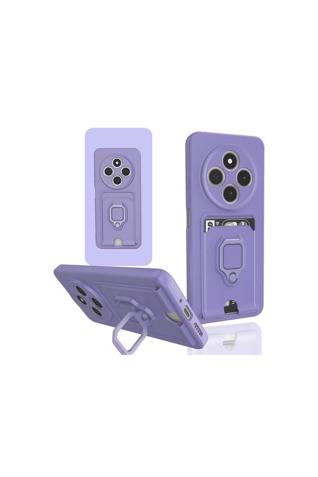 Redmi 14C Compatible Case Zuma Silicone with Business Card Holder and Ring - Lilac
