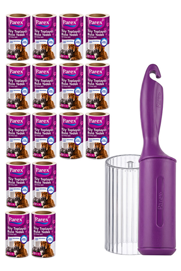 Premium Lint Collector 16-Pack Replacement Rollers and Attachments + Transparent Cover Package