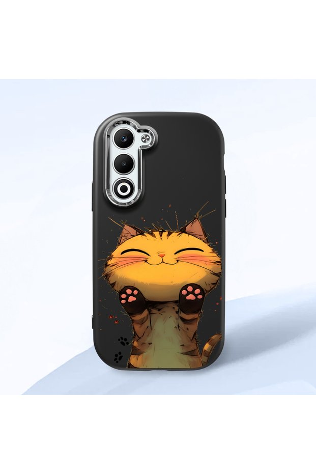 Oppo A5 Compatible Case Camera Protective Black Silicone Couple Phone Case Cat Pattern