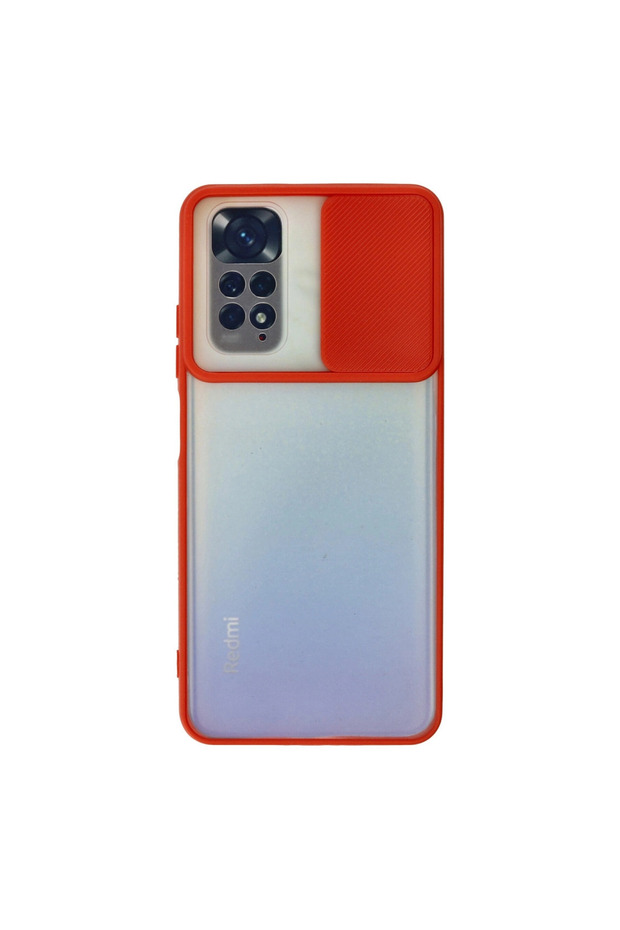 Xiaomi Redmi Note 11 Case Palm Frosted Camera Sliding Silicone - Red