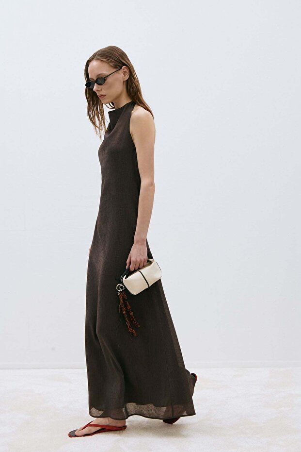 Bitter Brown Winnie Halter Neck Dress