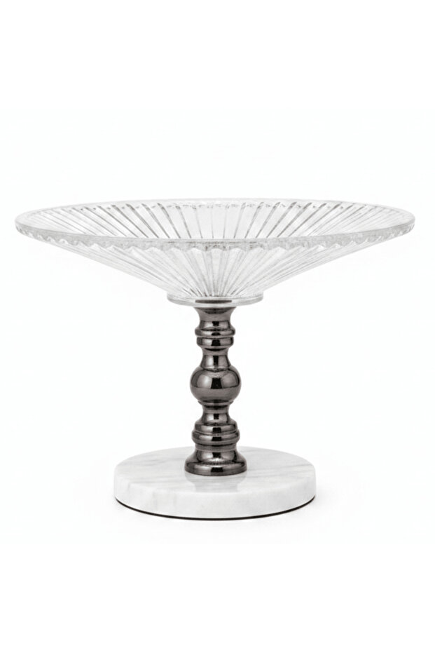 Mayflower Round Glass Fruit Bowl with White Marble Base | 24×18 cm