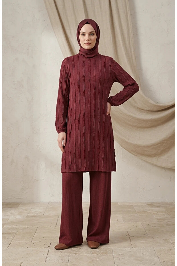 Ruffle Detailed Tunic 0553-05 Dusty Rose