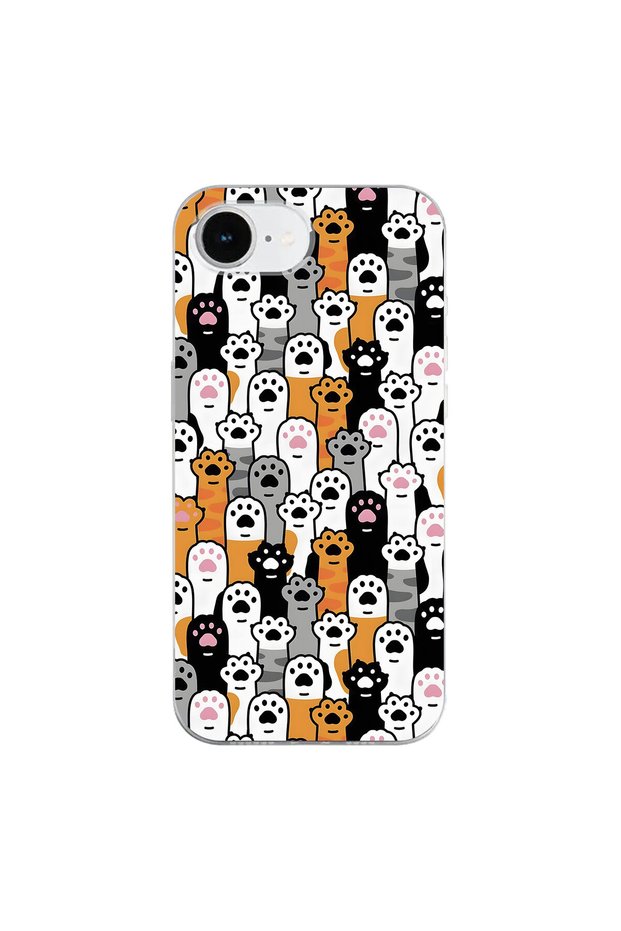 iPhone 17E Compatible Kedişler 3 Design Transparent Case