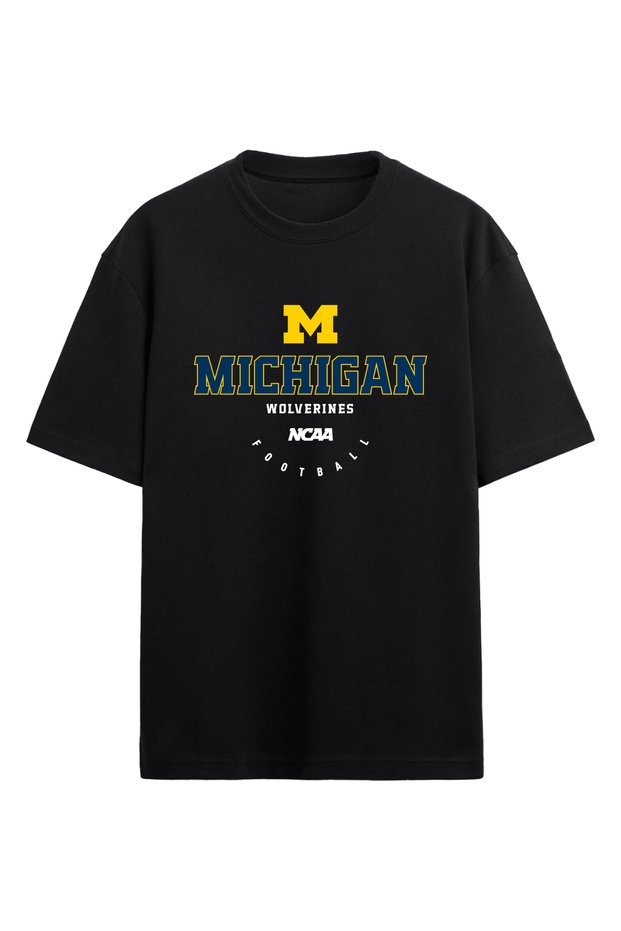 Michigan Wolverines Ncaa College American Football Black Oversize T-Shirt