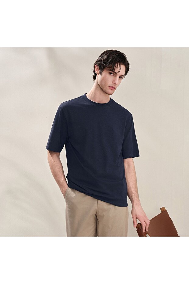Men Regular Cotton Linen Blend Tee