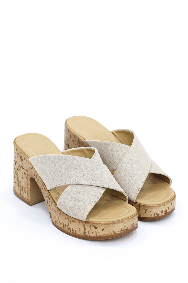 Frm 703 Thick Heeled Cross-Strapped Slippers