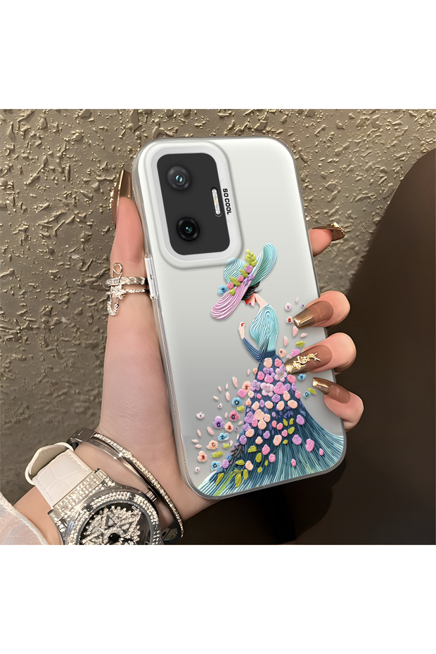 Poco F7 5g Compatible Silicone Edge Hard Back Case Couple Phone Case Beautiful Girl Patterned