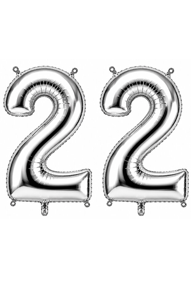 22 بالون فويلي فضي اللون (100 سم)