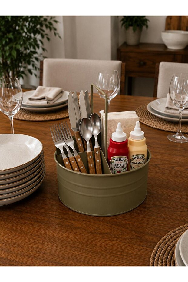 Spoon Holder, Sauce Bowl, 3 Compartment Tabletop Organizer