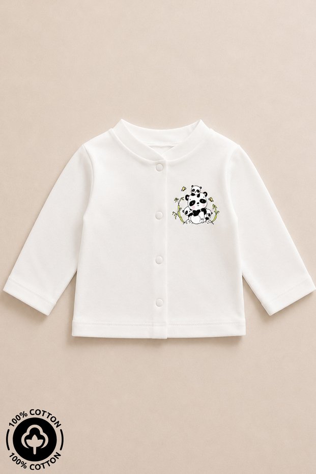Unisex Baby Panda Printed 100% Cotton 3-12 Months Seasonal Combed Cotton Baby Cardigan