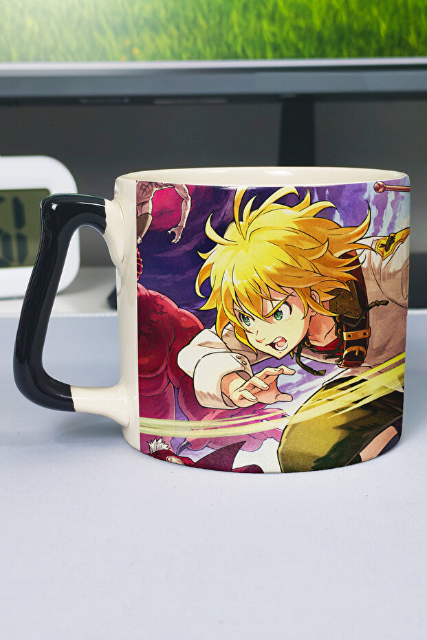 Nanatsu No Taizai Anime Printed Ceramic Luxury Mug (1 Piece) Custom Black Handle Wave Handle V1D