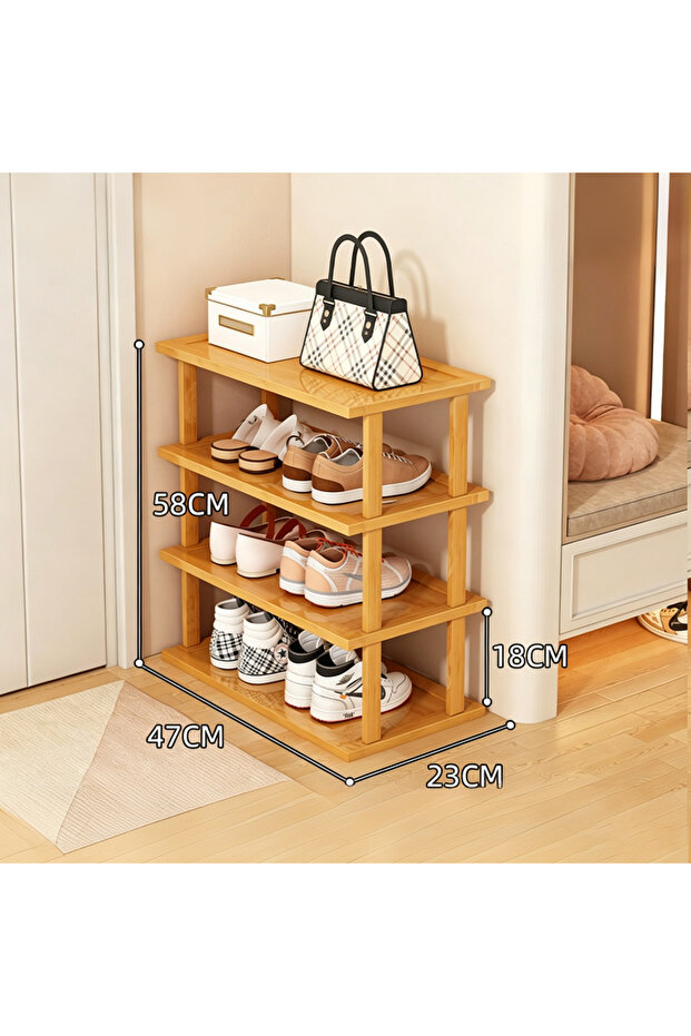 Bamboo Shoe Rack 4/5/6 Tier Free Standing Adjustable Entryway Shoe Organizer, Multi-Layer Boot Storage Shoe Tower, Multipurpose Bamboo Storage Shelf for Entryway Bedroom Bathroom Home Office
