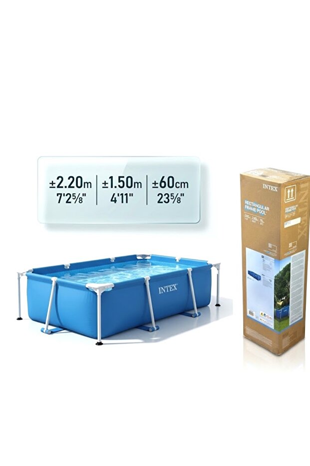 لعبة مسبح مستطيل فريم للأطفال والعائلة مع قوائم معدنية من إنفليكس (Intex Rectangular Frame Pool) – متجر NOHA MALL
