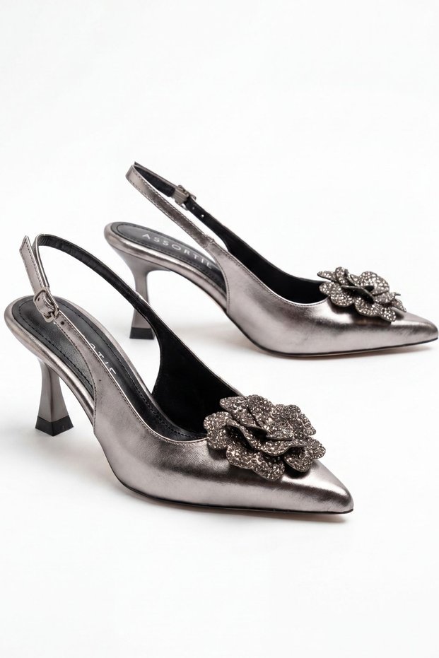 Radiant Metallic Floral Stiletto Heeled Event and Evening Shoes 9cm