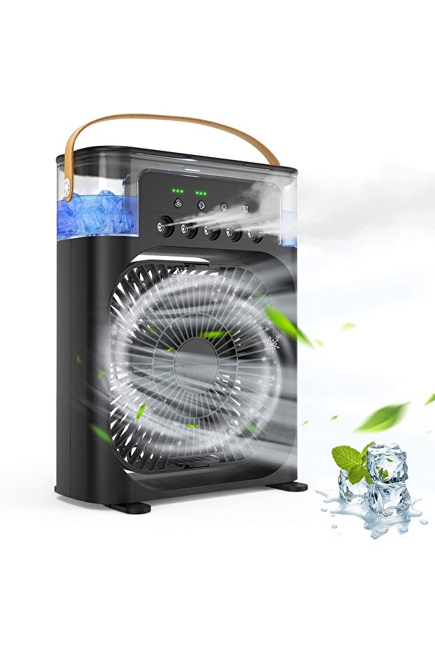 Air Cooler Fan,3 Wind Speeds,600ml Air Humidifier with 7sLED Night Light,Ice Air Cooler Fan,5 Sprays