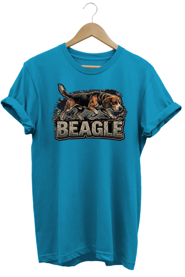 Unisex Basset Hound Printed T-Shirt - Hunter Dogs Series Crew Neck Cotton T-Shirt