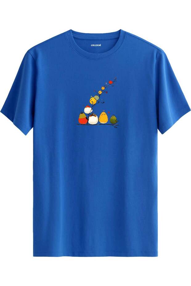 Cute Birds Branch Printed T-Shirt