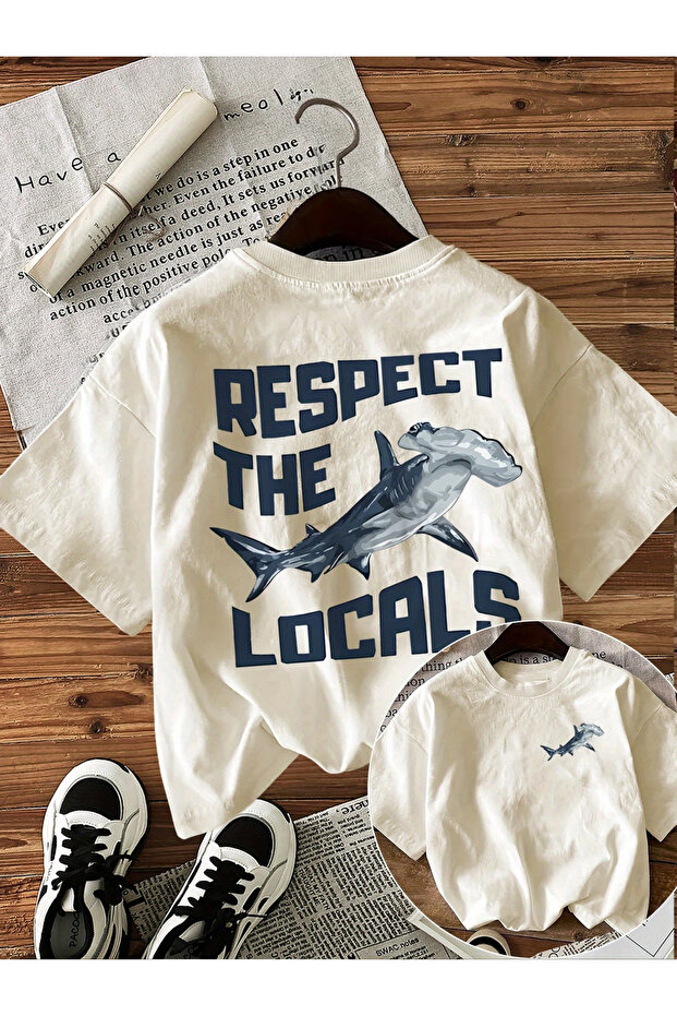 تي شيرت مطبوع عليه Respect The Locals للجنسين مقاس كبير