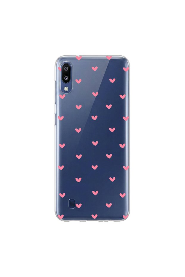 Samsung Galaxy M10 Compatible Heart 5 Design Transparent Case
