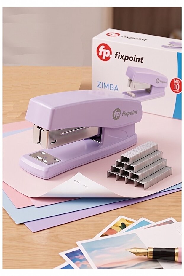 Lila Stapler 24/6 1 Piece Fixpoint P-4529 Pastel Colors Large Stapler and Wire 15 20 Sa