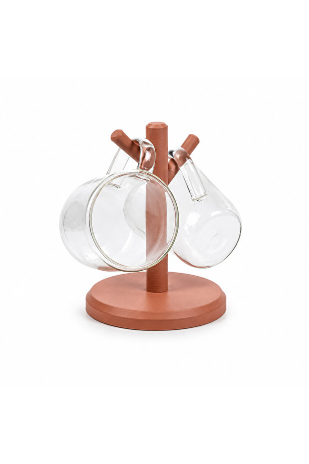 2 Pcs Borosilicate Glass Cup 100 ml and Decorative Cup Hanger – Heat Insulated, Espresso & Turkish Coffee Cup
