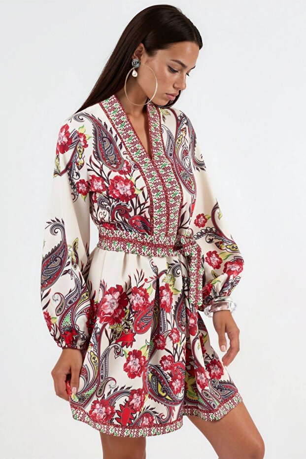 MSN Rochie mini evazată cu model - 4