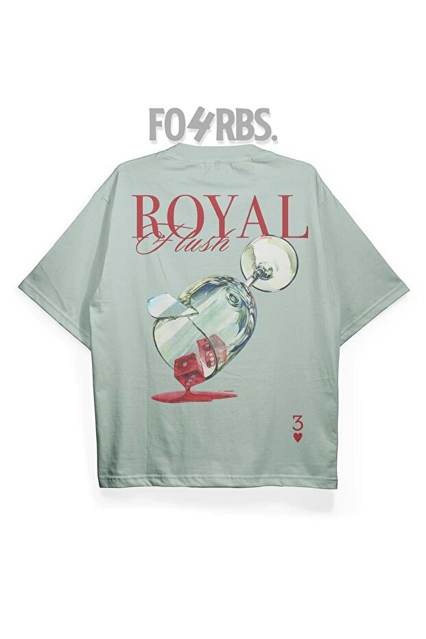 تي شيرت كبير الحجم مطبوع عليه RoyalFlush T2046