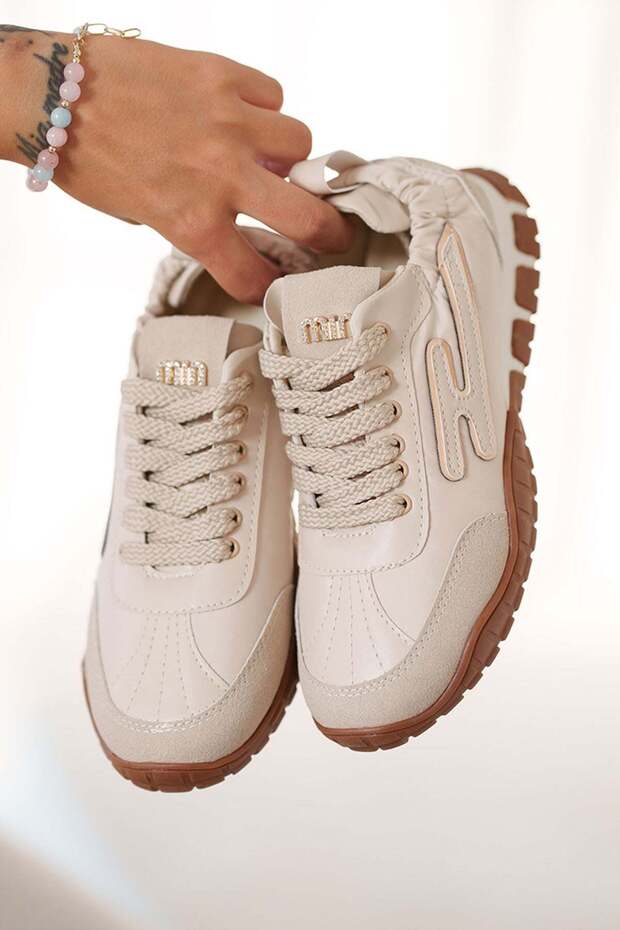 Emily Women's Parachute Fabric Sports Shoes Beige