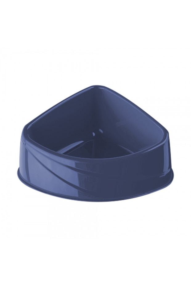 Corner Pet Bowl L Navy Blue – Space-Saving Triangular Cat & Dog Feeding Dish (24x18.5x9 cm)
