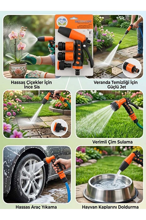 4-Piece Multi-Purpose Irrigation and Cleaning Set: Professional Solution for Floors, Garden, Car Washing, and General Use